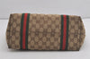 Authentic GUCCI Web Sherry Line Tote Bag GG Canvas Leather 137396 Brown 8092I