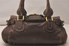 Authentic Chloe Vintage Paddington Leather Shoulder Hand Bag Brown 8092J