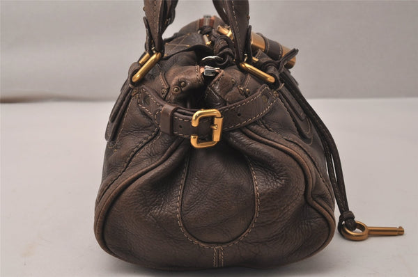 Authentic Chloe Vintage Paddington Leather Shoulder Hand Bag Brown 8092J