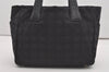 Authentic CHANEL New Travel Line Shoulder Tote Bag Nylon Leather Black 8096I