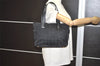 Authentic CHANEL New Travel Line Shoulder Tote Bag Nylon Leather Black 8096I