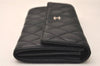 Authentic CHANEL Calf Skin Matelasse Long Wallet Purse CC Logo Black 8096J