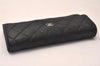 Authentic CHANEL Calf Skin Matelasse Long Wallet Purse CC Logo Black 8096J