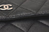 Authentic CHANEL Calf Skin Matelasse Long Wallet Purse CC Logo Black 8096J