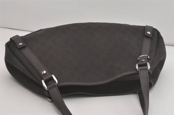 Authentic GUCCI Abbey Shoulder Tote Bag GG Canvas Leather 293578 Brown 8098I