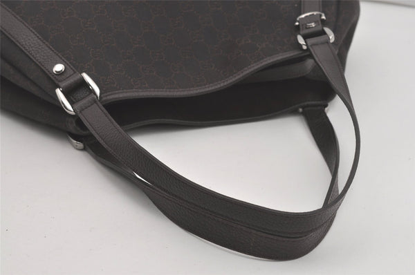 Authentic GUCCI Abbey Shoulder Tote Bag GG Canvas Leather 293578 Brown 8098I