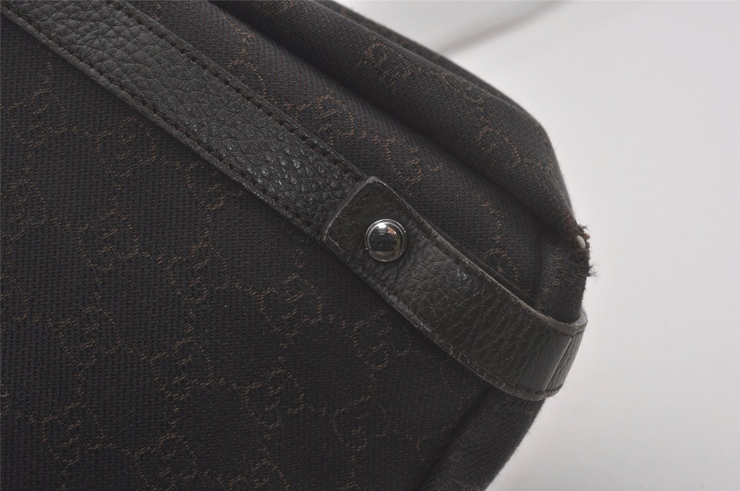 Authentic GUCCI Abbey Shoulder Tote Bag GG Canvas Leather 293578 Brown 8098I