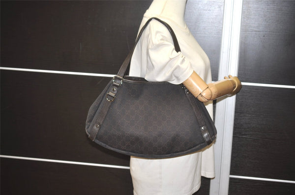 Authentic GUCCI Abbey Shoulder Tote Bag GG Canvas Leather 293578 Brown 8098I