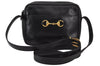 Authentic GUCCI Horsebit Shoulder Cross Body Bag Purse Leather Black Junk 8098J