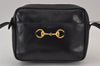 Authentic GUCCI Horsebit Shoulder Cross Body Bag Purse Leather Black Junk 8098J