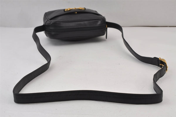 Authentic GUCCI Horsebit Shoulder Cross Body Bag Purse Leather Black Junk 8098J