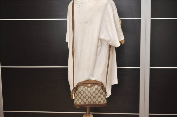 Authentic GUCCI Shoulder Cross Body Bag Purse GG PVC Leather Brown 8099J