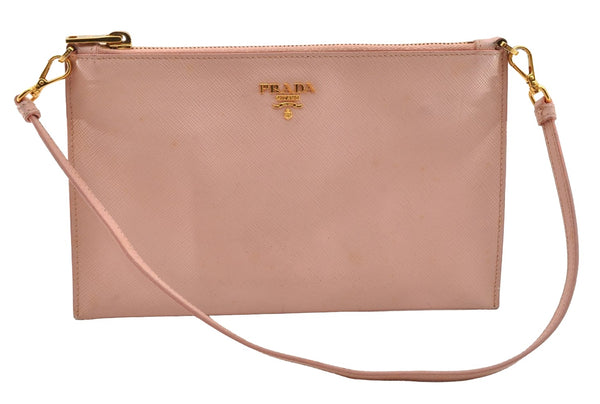 Authentic PRADA Saffiano Leather 2Way Shoulder Hand Clutch Bag Pink 8100I