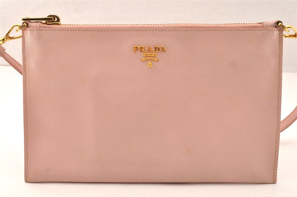 Authentic PRADA Saffiano Leather 2Way Shoulder Hand Clutch Bag Pink 8100I