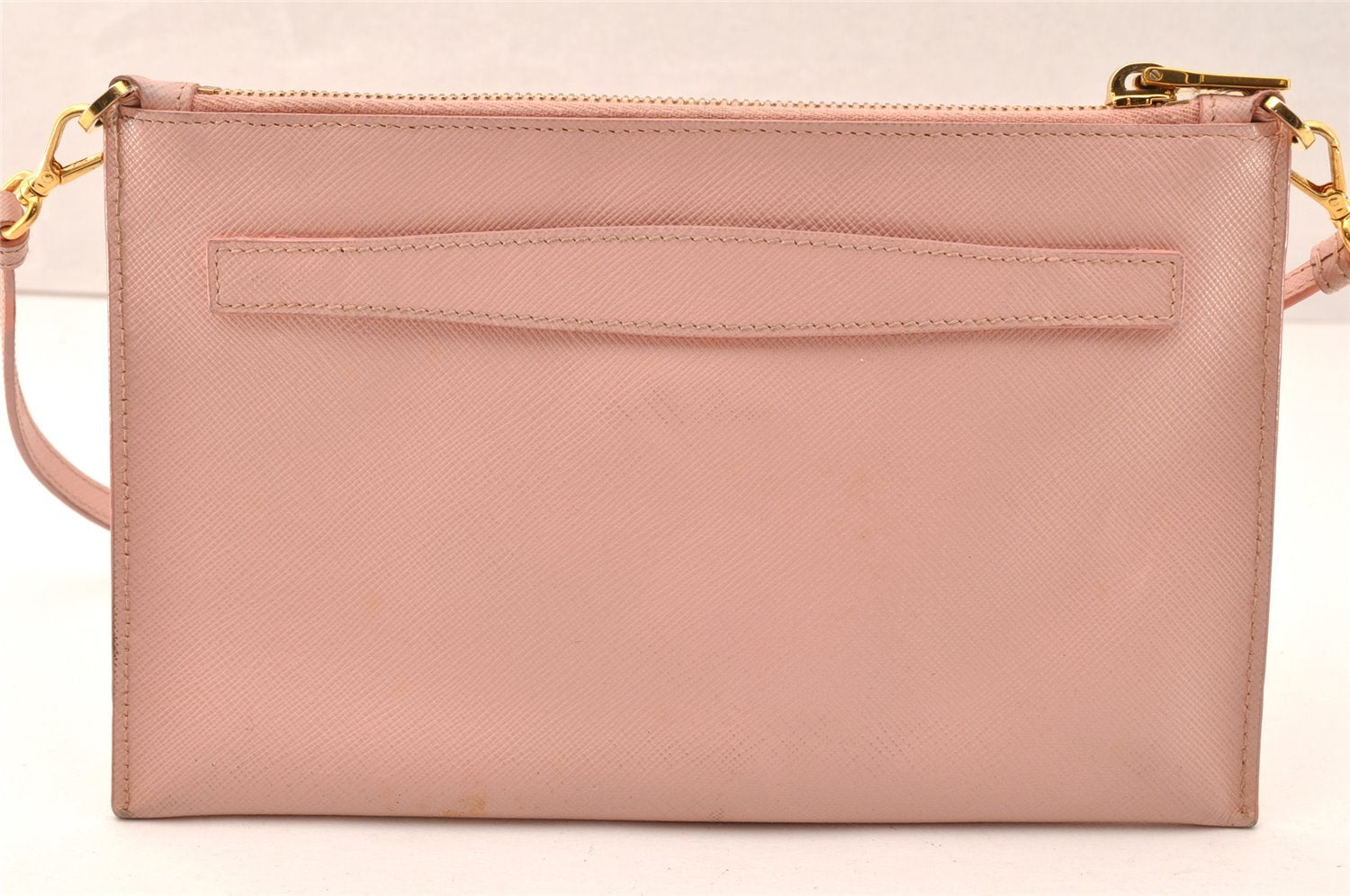 Authentic PRADA Saffiano Leather 2Way Shoulder Hand Clutch Bag Pink 8100I