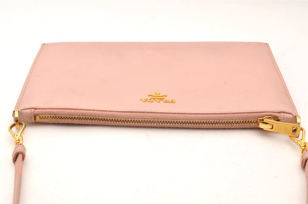 Authentic PRADA Saffiano Leather 2Way Shoulder Hand Clutch Bag Pink 8100I