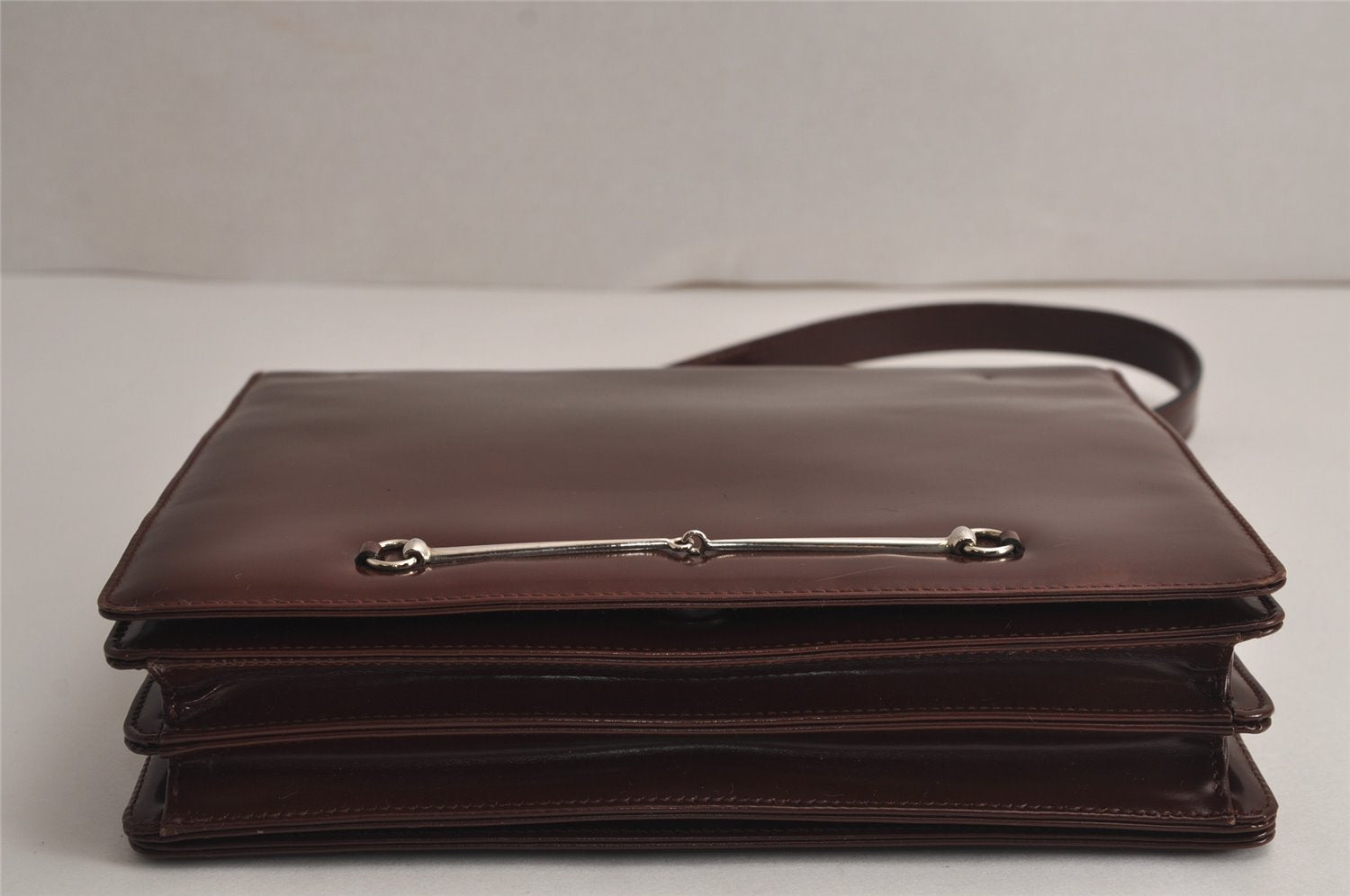 Authentic GUCCI Vintage Horsebit Shoulder Bag Purse Leather Brown Junk 8100J