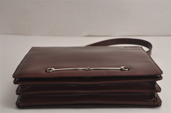 Authentic GUCCI Vintage Horsebit Shoulder Bag Purse Leather Brown Junk 8100J
