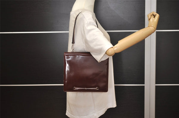Authentic GUCCI Vintage Horsebit Shoulder Bag Purse Leather Brown Junk 8100J