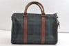 Authentic POLO Ralph Lauren Check PVC Leather 2Way Hand Boston Bag Green 8101J