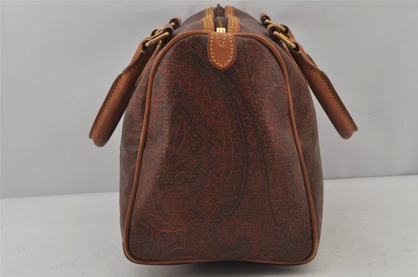 Authentic ETRO Paisley 2Way Hand Bag PVC Leather Bordeaux Red Junk 8103J