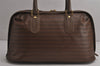 Authentic MARIO VALENTINO V Logo Tote Hand Bag PVC Leather Brown 8104J