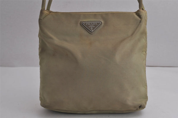 Authentic PRADA Nylon Tessuto Shoulder Hand Bag Purse Khaki Beige  8105J