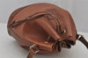 Authentic Burberrys Shoulder Cross Body Drawstring Bag Purse Leather Brown 8107J