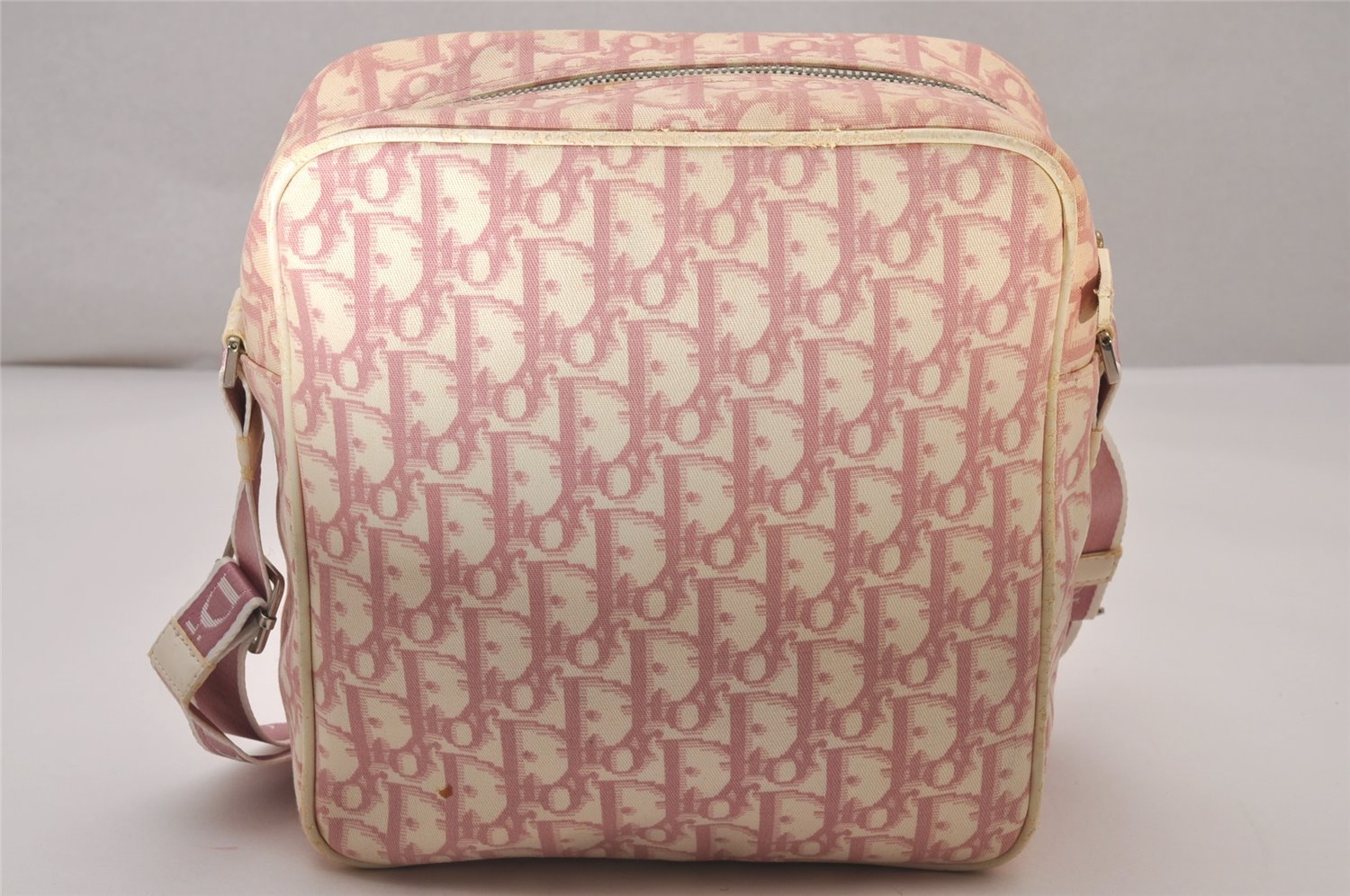 Auth Christian Dior Trotter Flower No.1 Shoulder Bag Canvas Leather Pink 8108I