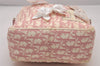 Auth Christian Dior Trotter Flower No.1 Shoulder Bag Canvas Leather Pink 8108I