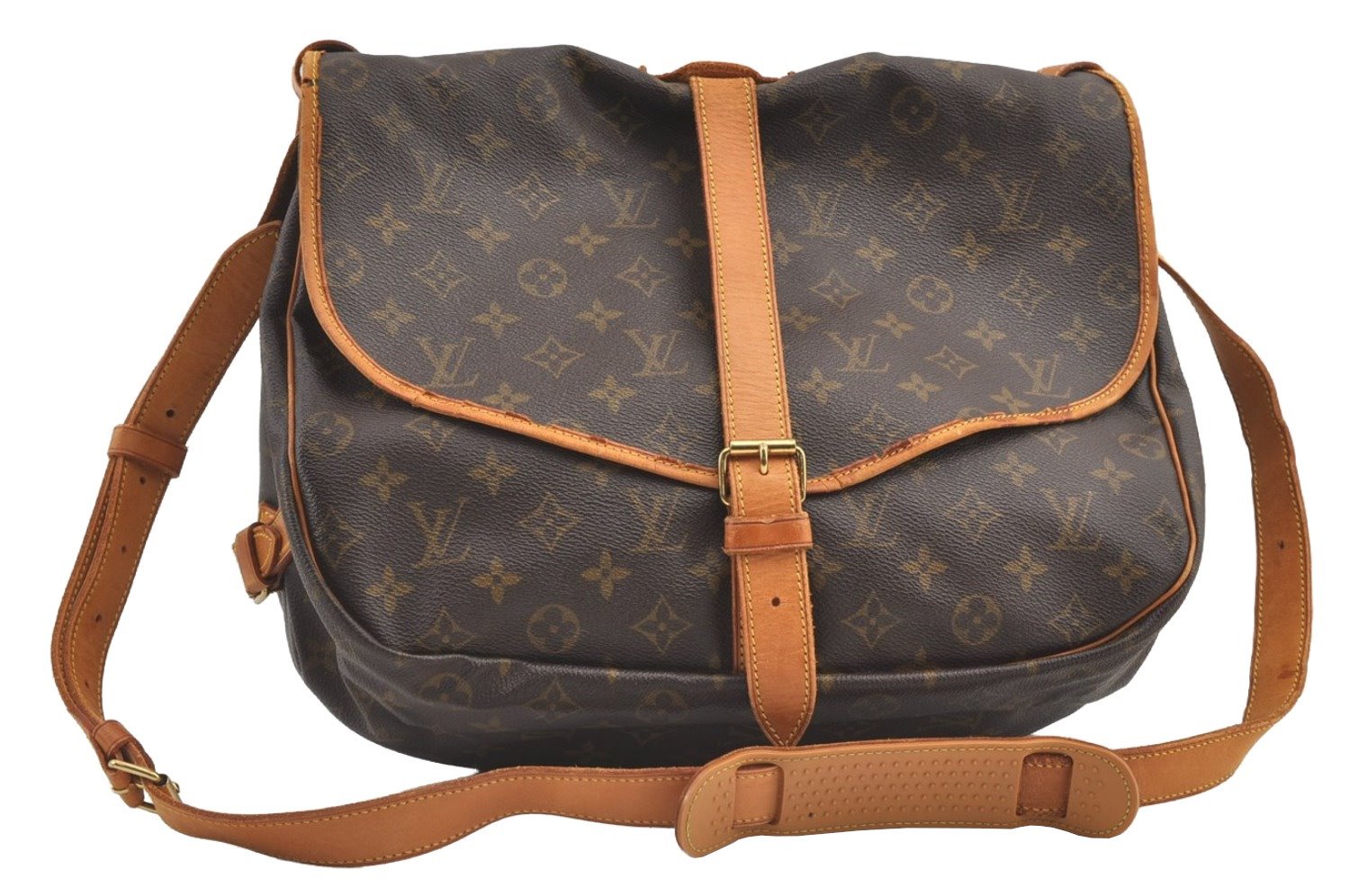Authentic Louis Vuitton Monogram Saumur 35 Shoulder Cross Bag M42254 LV 8109J