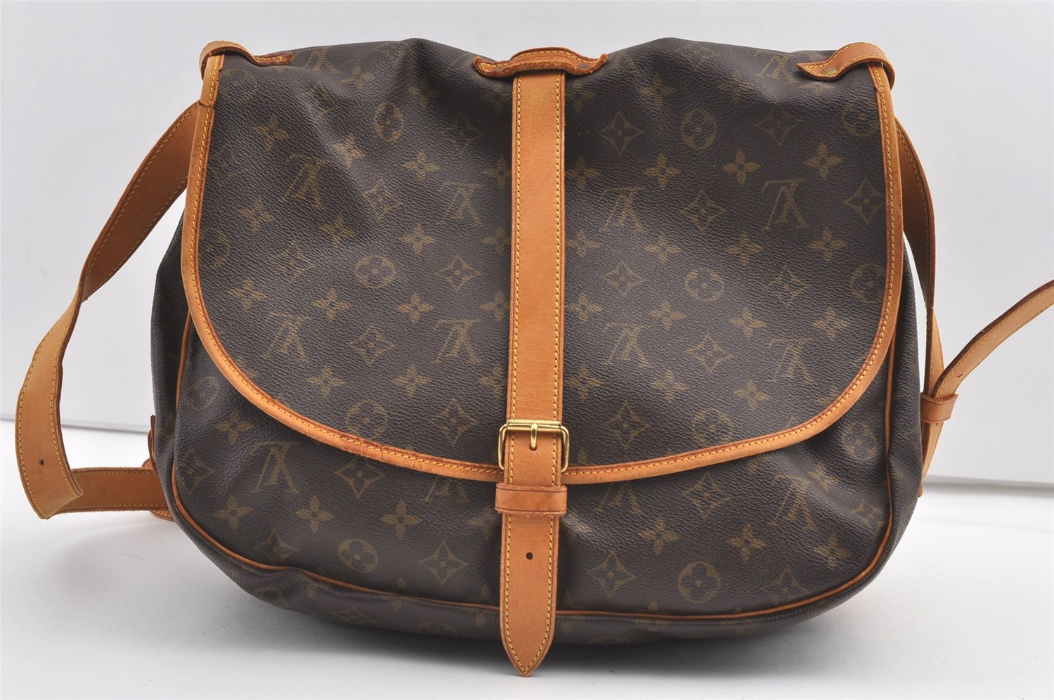 Authentic Louis Vuitton Monogram Saumur 35 Shoulder Cross Bag M42254 LV 8109J