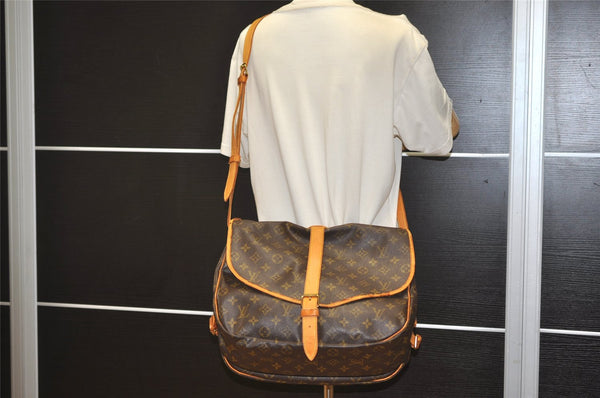 Authentic Louis Vuitton Monogram Saumur 35 Shoulder Cross Bag M42254 LV 8109J