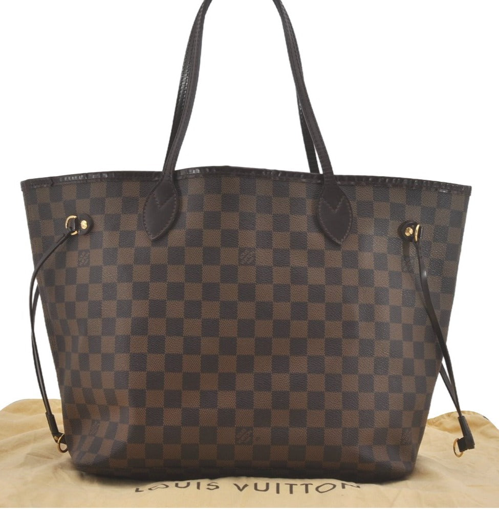 Authentic Louis Vuitton Damier Neverfull MM Shoulder Tote Bag N51105 LV 8111I