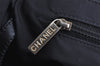 Authentic CHANEL New Travel Line Shoulder Tote Bag Nylon Leather Black 8115I