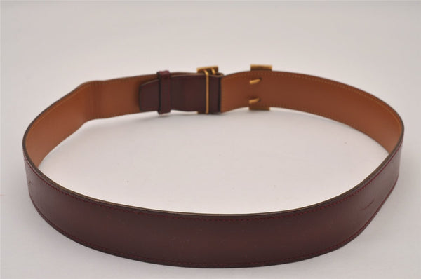 Authentic HERMES Vintage Constance Leather Belt Size 70cm 27.6" Bordeaux 8116I