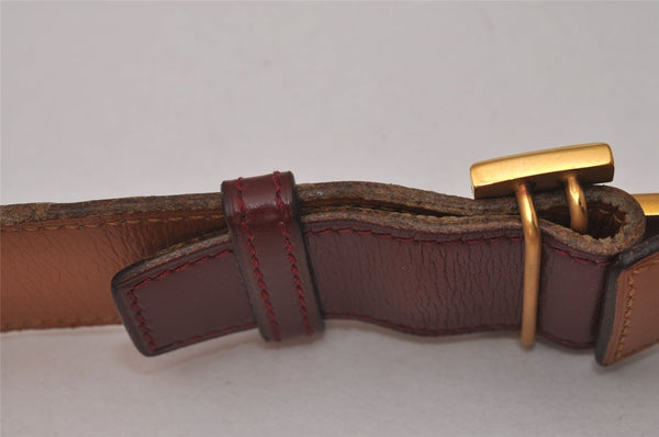 Authentic HERMES Vintage Constance Leather Belt Size 70cm 27.6" Bordeaux 8116I