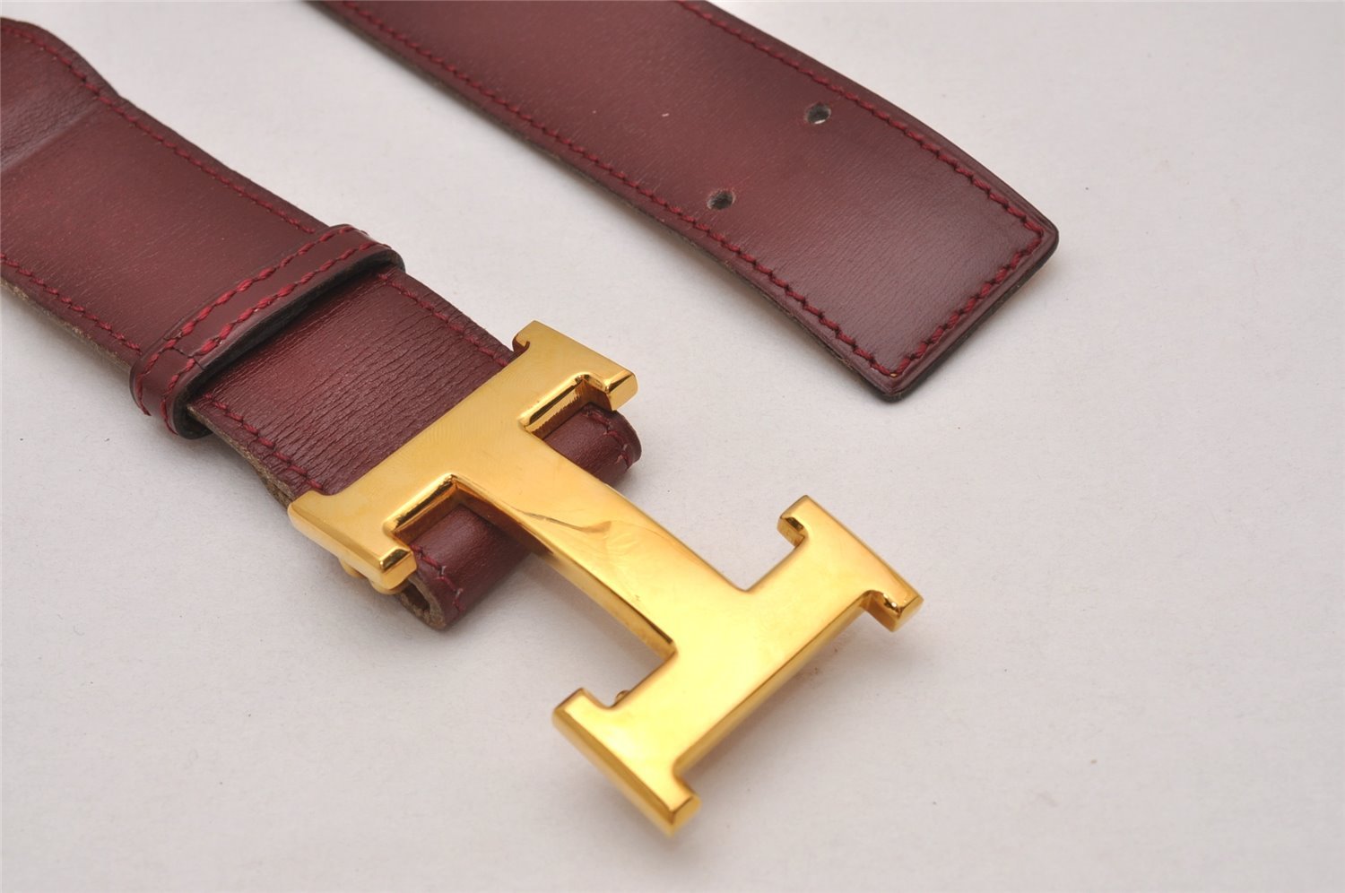 Authentic HERMES Vintage Constance Leather Belt Size 70cm 27.6