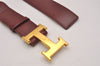 Authentic HERMES Vintage Constance Leather Belt Size 70cm 27.6" Bordeaux 8116I