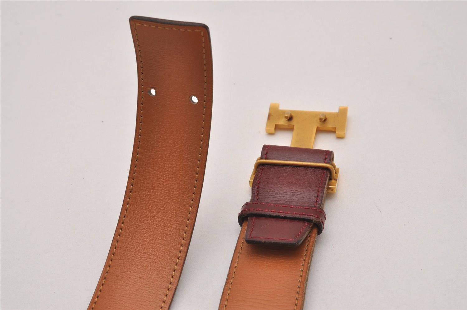 Authentic HERMES Vintage Constance Leather Belt Size 70cm 27.6