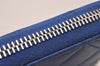 Authentic CHANEL Lamb Skin Matelasse Vintage Long Wallet Purse Blue CC Box 8117I