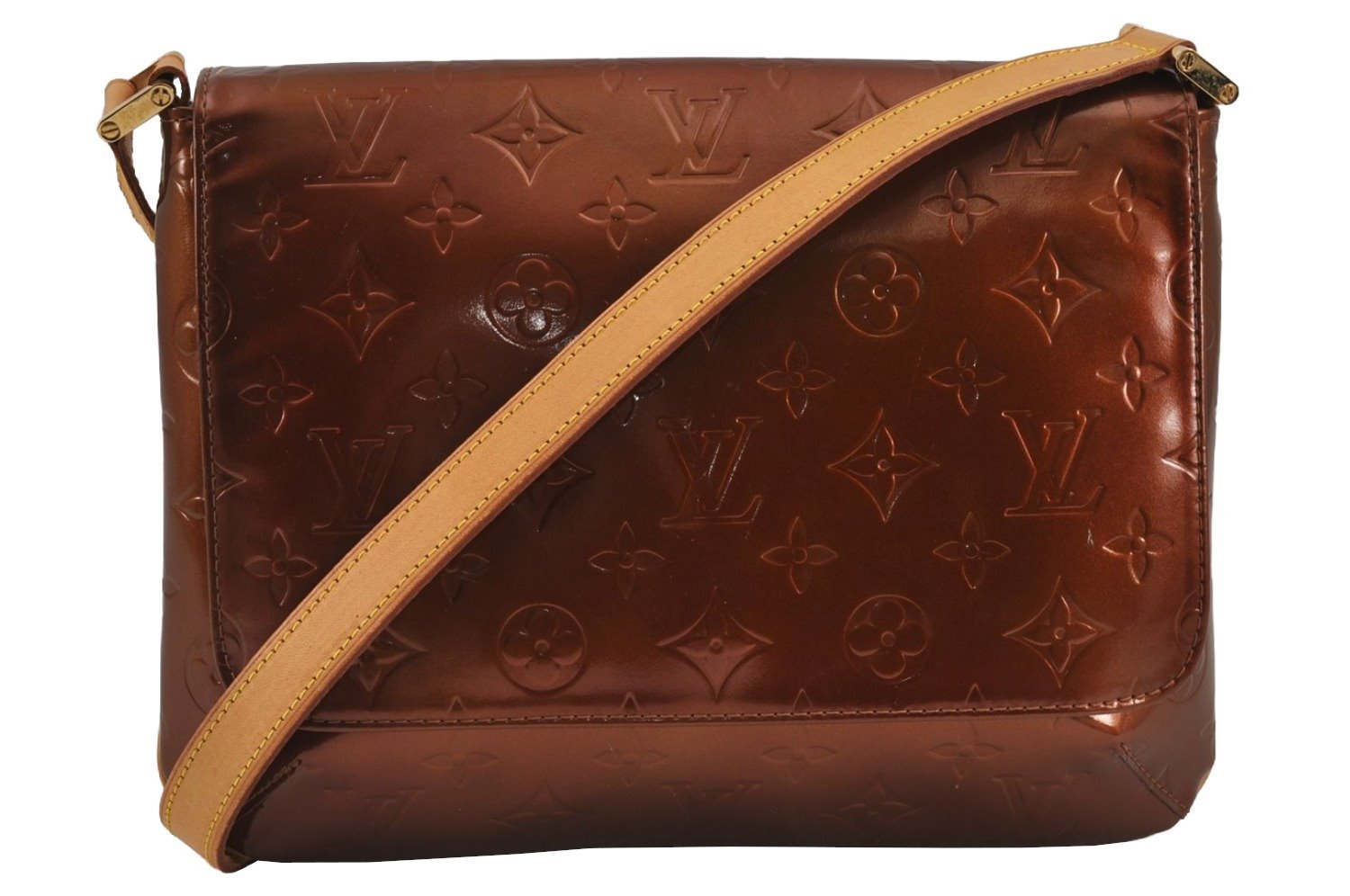 Auth Louis Vuitton Vernis Thompson Street Shoulder Bag Brown M91124 LV 8117J