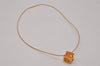 Authentic HERMES Cage De Ash H Cube Pendant Necklace Orange Gold Junk 8119I