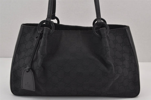 Authentic GUCCI Vintage Hand Tote Bag GG Canvas Leather 94898 Black 8120J