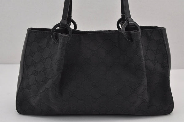 Authentic GUCCI Vintage Hand Tote Bag GG Canvas Leather 94898 Black 8120J