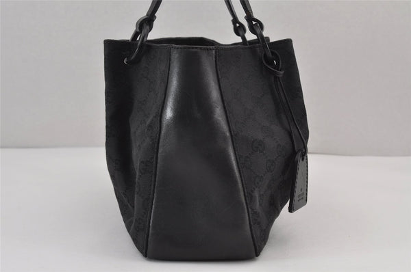 Authentic GUCCI Vintage Hand Tote Bag GG Canvas Leather 94898 Black 8120J