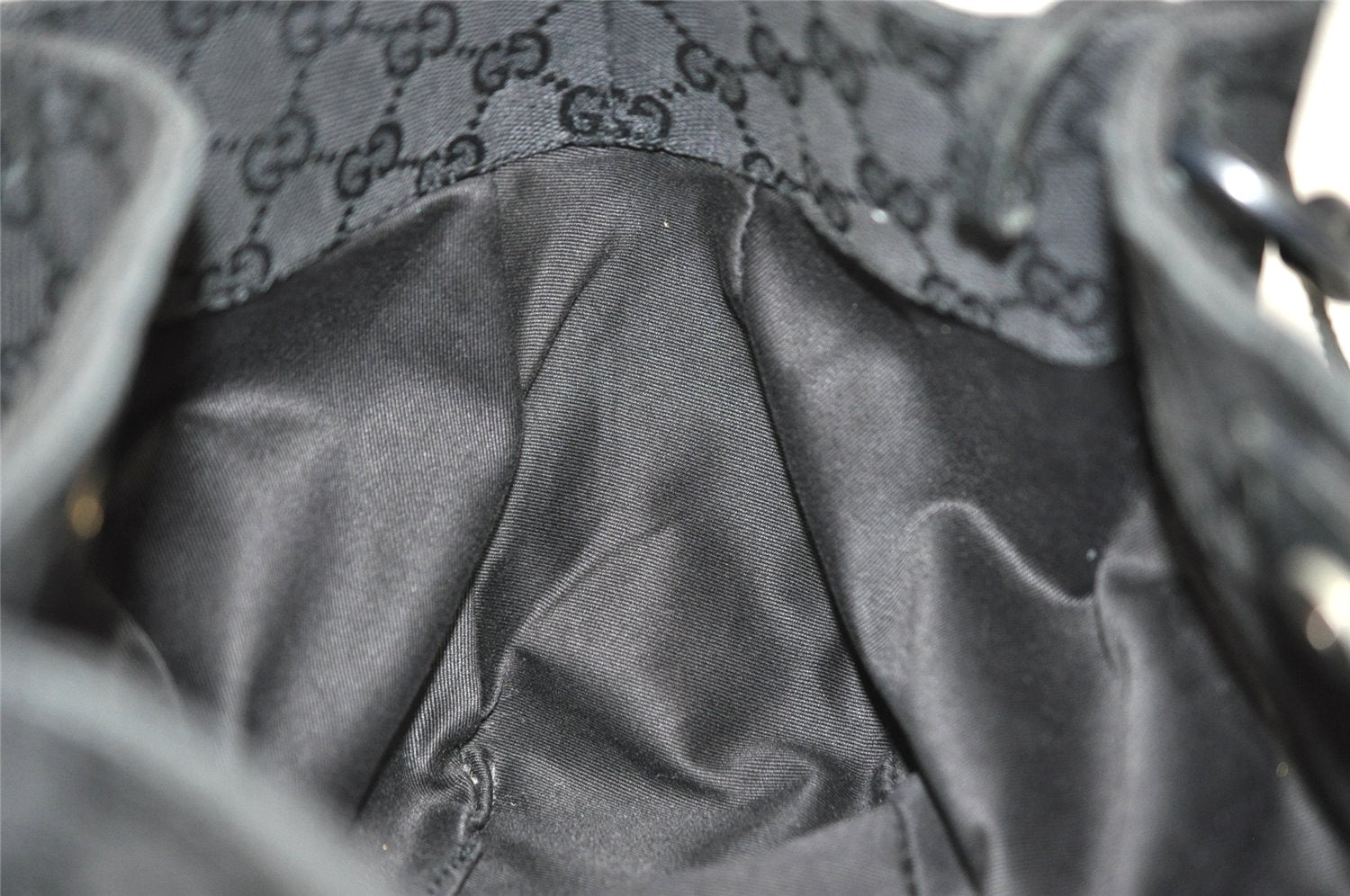 Authentic GUCCI Vintage Hand Tote Bag GG Canvas Leather 94898 Black 8120J