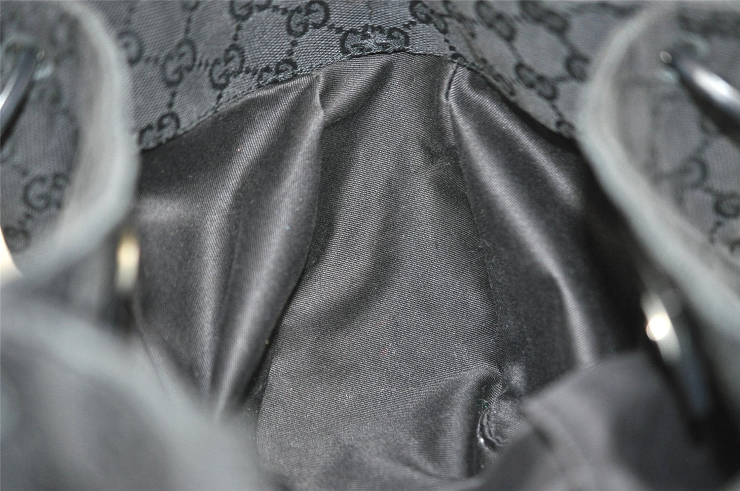 Authentic GUCCI Vintage Hand Tote Bag GG Canvas Leather 94898 Black 8120J