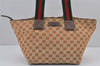 Authentic GUCCI Web Sherry Line Tote Bag GG Nylon Leather 131230 Brown 8121J