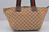 Authentic GUCCI Web Sherry Line Tote Bag GG Nylon Leather 131230 Brown 8121J